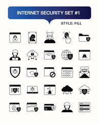 Cyber Security Data Protection Solid Icon Collection
