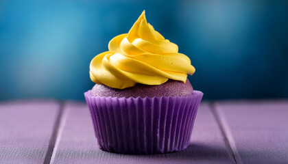 purple and yellow cupcake