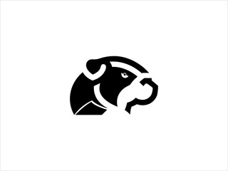 Black and White Vector Bulldog Head Logo Design Abstract Geometric Style Monochrome Canine Mascot Icon