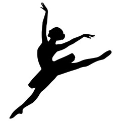 Ballet dancer silhouette performing arabesque pose graceful dance vector illustration art design image