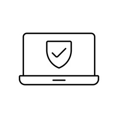 Laptop Computer Security Line Icon