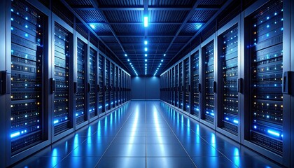 Industrial-Grade Server Room Featuring Backup Power Units, Precision Cooling Systems, Server Racks, Exposed Power Cables, and Ventilation Infrastructure