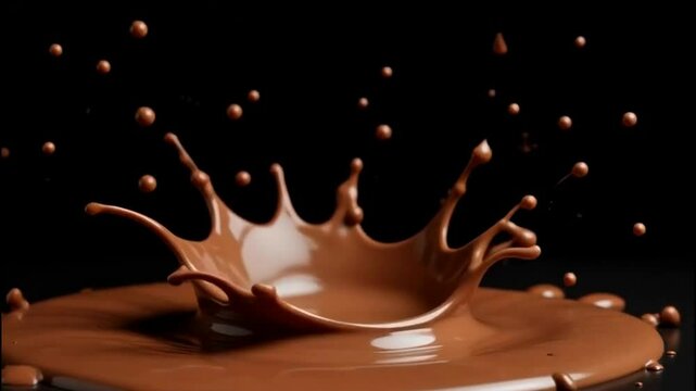 splash of liquid chocolate on a black background
