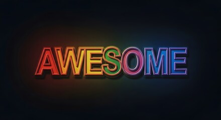 Obraz premium Vibrant Rainbow Neon Word Awesome