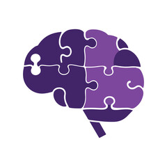 World Alzheimer’s Day Vector Illustration with Purple Ribbon, Brain, and Memory Puzzle Pieces - Flat Solid Color Design for Awareness and Care Campaigns