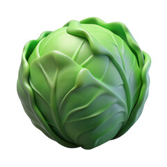 Obraz premium Single green cabbage isolated on transparent background