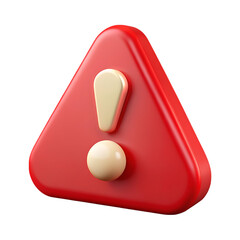 3d red triangle exclamation mark icon isolated on transparent background