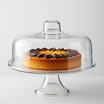 Elegant Glass Cake Stand with Dome: Perfect for Dessert Presentation isolated on transparent background