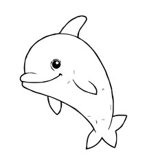 A simple blackandwhite drawing of a dolphin facing left