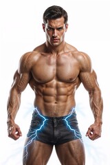 Fototapeta premium Fitness male muscle contraction background