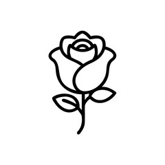 Single Line Art Rose Flower Black Outline Illustration Simple Floral Design Element Handmade Mawlid Islamic Decoration