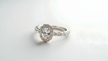 Elegant Diamond Ring on White Background for Jewelry Photography
