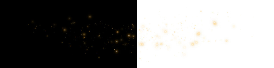 Magical Golden Light Dust Particles Effect on Transparent Background