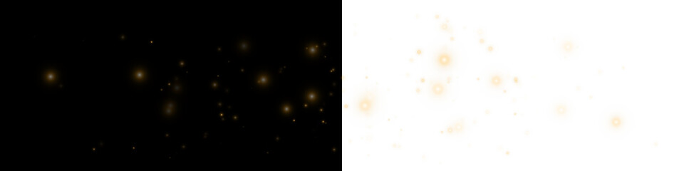 Magical Golden Light Dust Particles Effect on Transparent Background