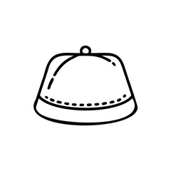 Line Art Illustration of a Traditional Islamic Taqiyah Hat Handmade for Mawlid Celebration Featuring a Dome Shaped Crown and a