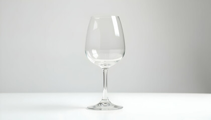 Empty Wine Glass on White Surface Against a Neutral Background