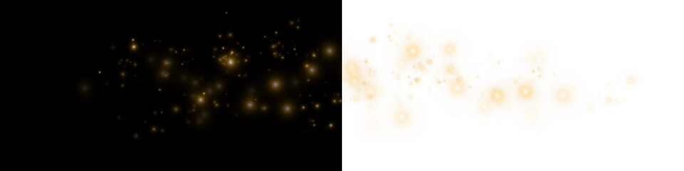 Magical Golden Light Dust Particles Effect on Transparent Background