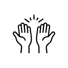 Two Black Outline Hands Raised in Supplication with a Starburst Above Islamic Mawlid Handmade Icon