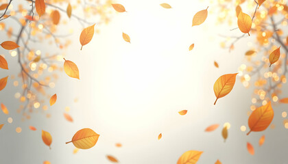 Falling Autumn Leaves Against a Soft Bokeh Background Illustration