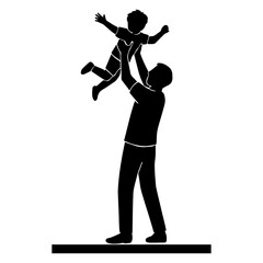 Father son silhouette vector illustration fatherhood parenting family love happy child together playtime 100