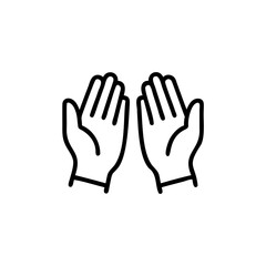 Black Outline Icon of Two Hands Raised in Prayer Islamic Dua Supplication Mawlid Handmade Design