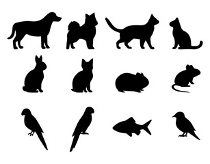 Pet animal silhouette vector graphic design illustration collection set for pet shop and pet care services