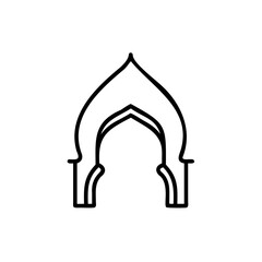 Islamic Architecture Archway Design Black Line Art Handmade Mawlid Illustration Simple Elegant Gateway Entrance
