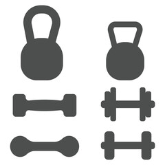 Vector set of dumbbells icons isolated on white background, sport elements