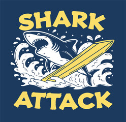 Shark attack t-shirt graphic design vector illustration 
