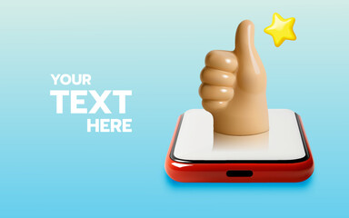 Cartoon hand with thumb up finger for like icon