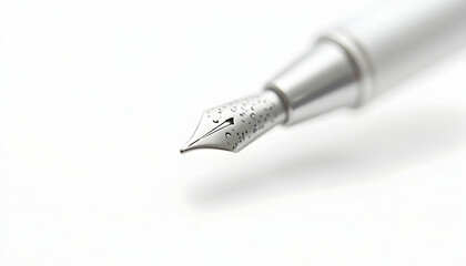 Fountain Pen Nib Close Up on White Background