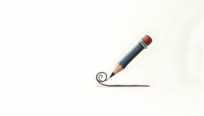 Pencil Drawing a Swirl on White Background Illustration