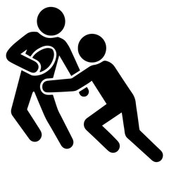 Rugby player running with ball icon vector illustration for sport and recreation design element use 100