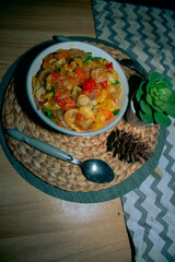 Traditional Spicy Seblak With Colorful Toppings Close View