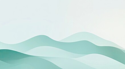 Delicate teal waves undulating across a light background.