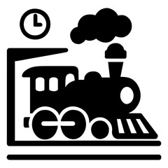 Train vector image steam locomotive railway transportation travel icon illustration graphic design art