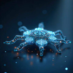 Glowing Abstract Shape with Tentacles on Dark Background