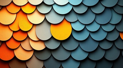 Abstract pattern of overlapping circles in warm and cool tones