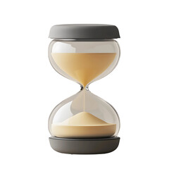 3D Of Modern Hourglass with Yellow Sand on Transparent Background