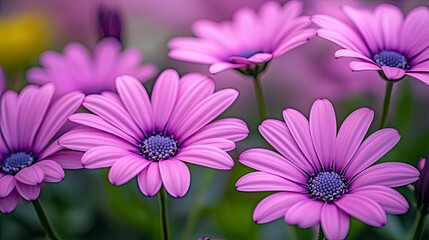 Close-up of vibrant purple-pink daisies