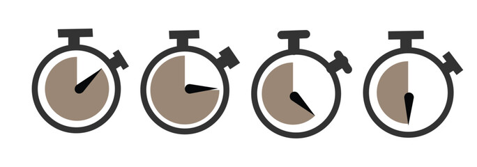 Time icon set in flat style. Fast time simple outline icon. Clock symbol Isolated on white background. Abstract alarm clock ringing icon in black. Vector illustration for graphic design, logo, Web, UI