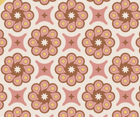Floral and Geometric Fusion Seamless Vector Design – Decorative Tile-Inspired Pattern for Textile and Surface Applications