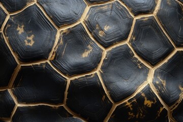 Turtle shell texture with copy space. Close-up turtle pattern. Reptile shell design. Turtle scales. Realistic turtle shell. Turtle design texture. Detailed turtle shell close-up. Wild Animal texture.