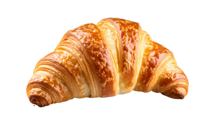Golden brown croissant isolated on isolated on white transparent background a delicious baked pastry for breakfast or snack