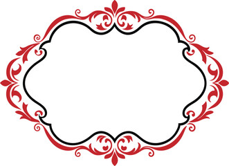 Elegant Red and Black Flourish Frame Border Design Element