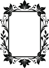 Elegant Floral Frame Black and White Decorative Border for Design Projects