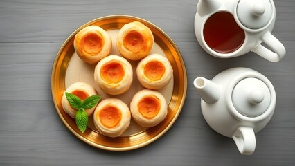 Mini bagels with cream cheese on a platter
