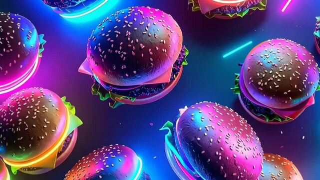 Many cheeseburgers with sesame seeds, meat, cheese, lettuce, and tomato,