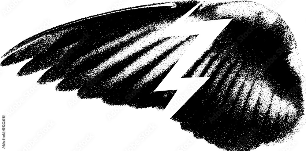 Aufkleber dramatic concept of a wing struck by lightning highlighting power and vulnerability