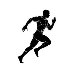 Running Man Silhouette Muscular Athlete

